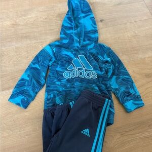 adidas Teal & Navy Wave Print Hoodie with Navy Track Pants